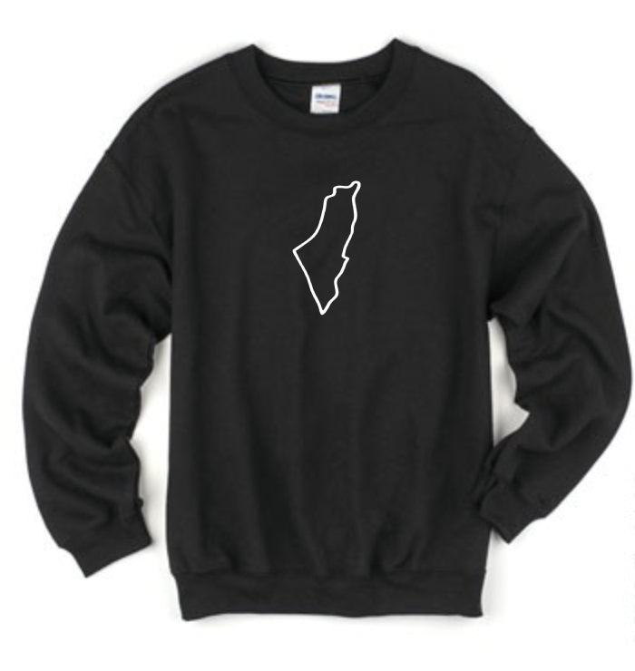 Palestine Map Outline Embroidered Hoodie/Crewneck